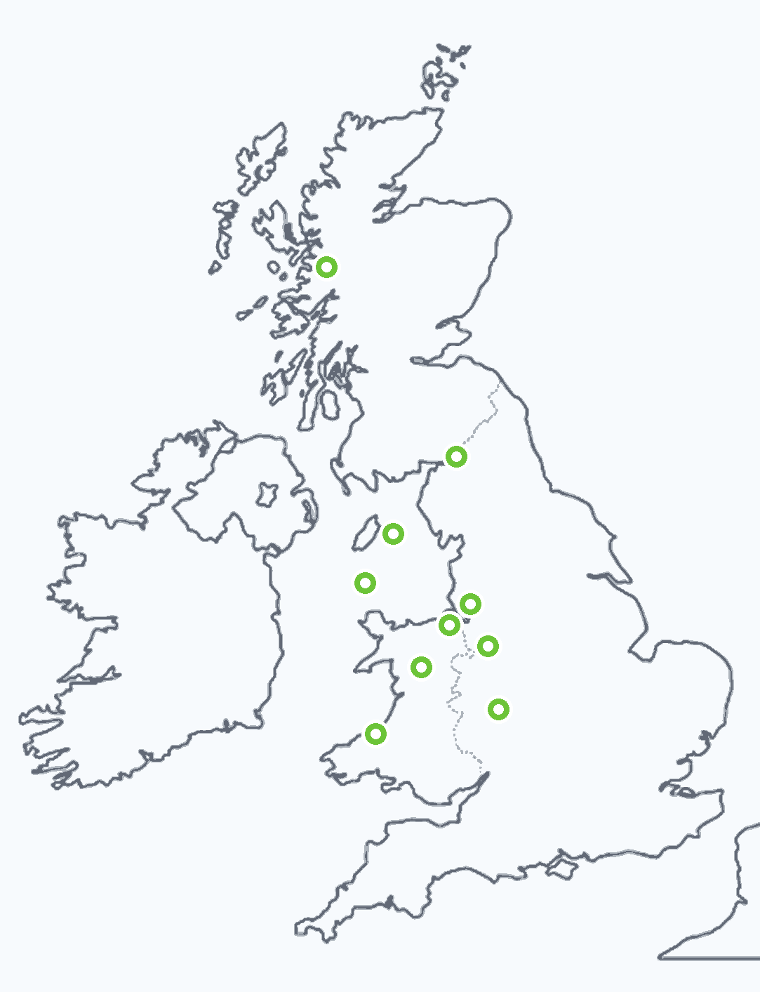 Map showing Bright Delight Cleaners coverage in the United Kingdom
